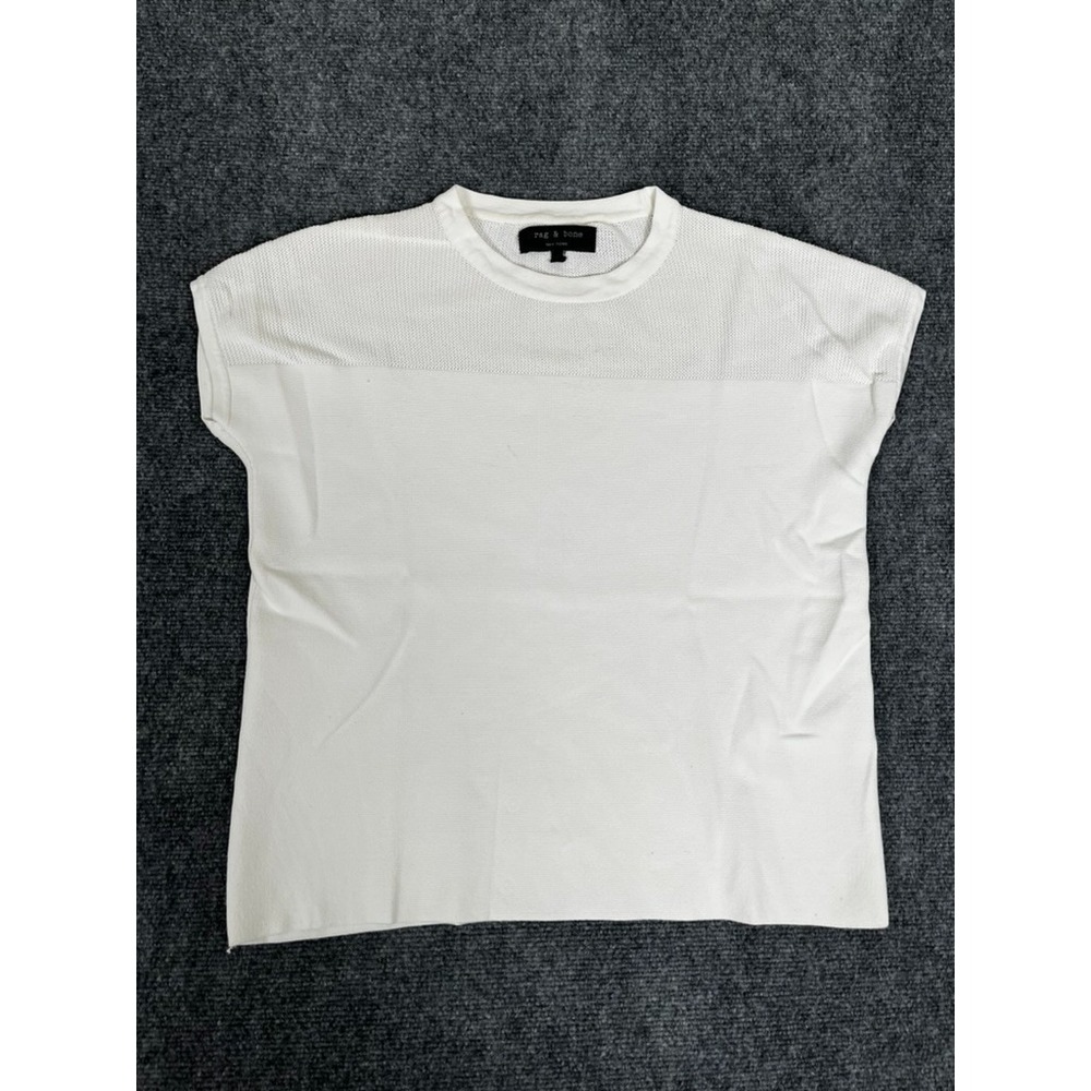 Rag And Bone Women's Off White Mesh and Knit Short Sleeve Top Size XS